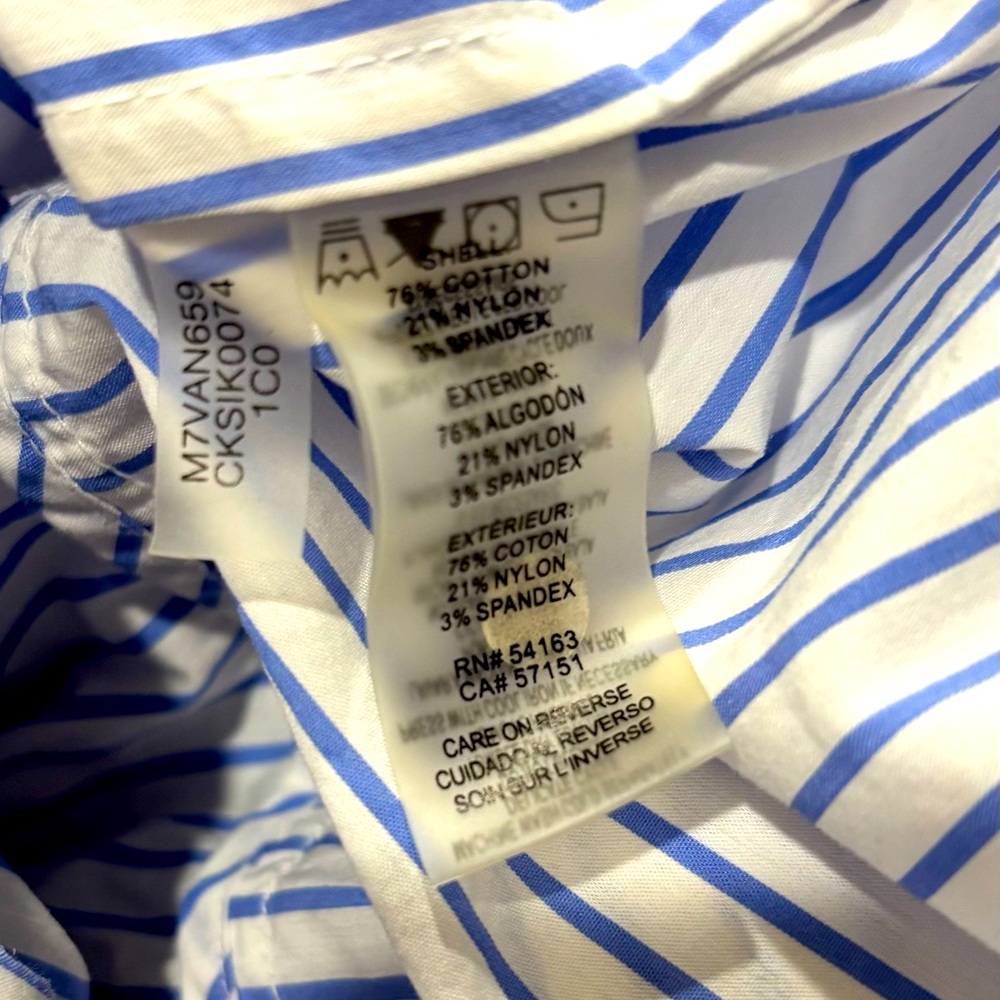 Calvin Klein Blue and White Striped Shirt size L - Picture 6 of 8